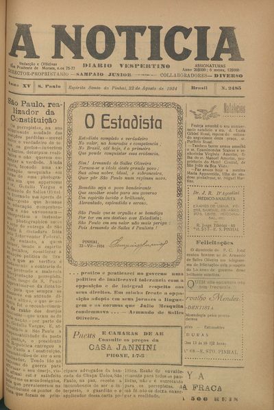 Capa de um dos jornais.