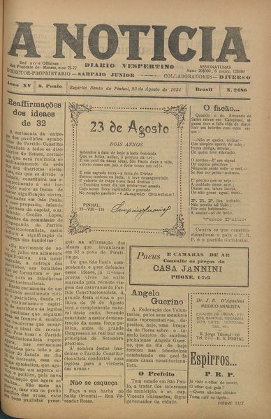 Capa de um dos jornais.