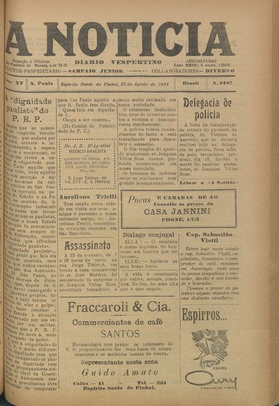 Capa de um dos jornais.