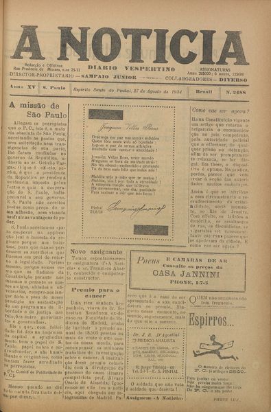 Capa de um dos jornais.
