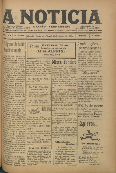 Capa de um dos jornais.