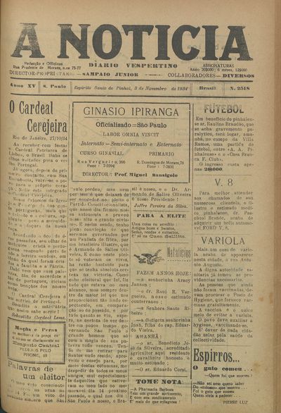 Capa de um dos jornais.