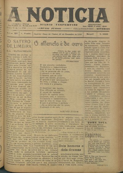 Capa de um dos jornais.