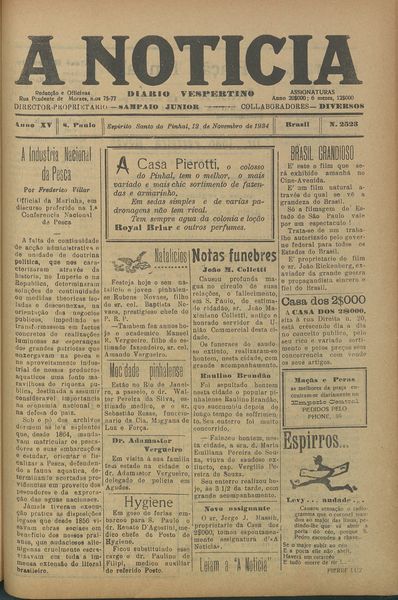 Capa de um dos jornais.