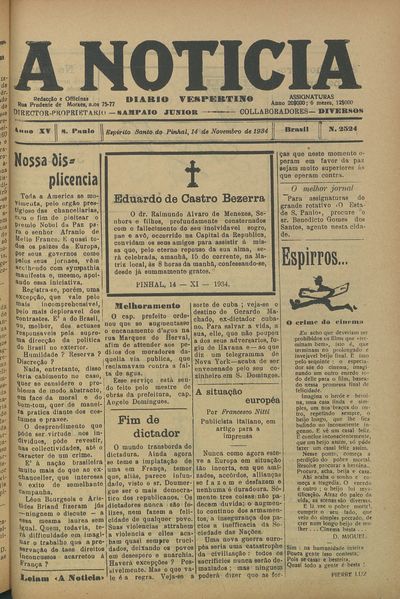 Capa de um dos jornais.