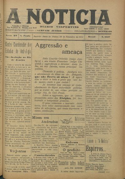 Capa de um dos jornais.