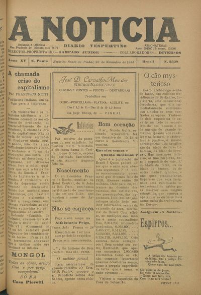 Capa de um dos jornais.