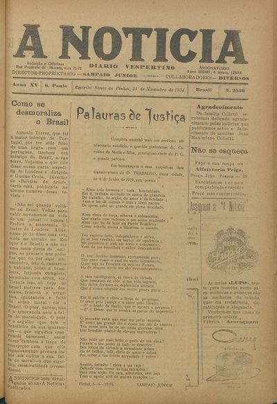 Capa de um dos jornais.