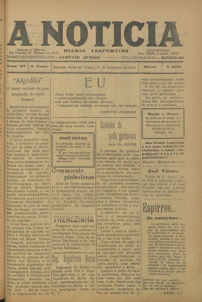 Capa de um dos jornais.