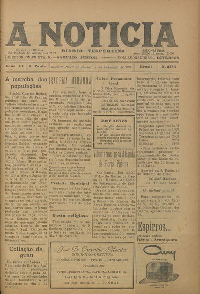 Capa de um dos jornais.