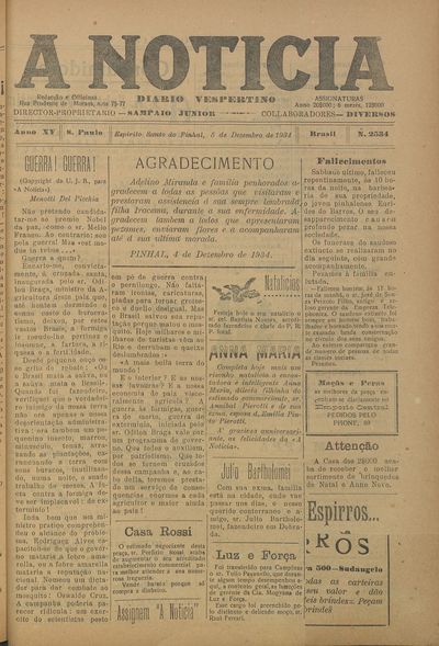 Capa de um dos jornais.