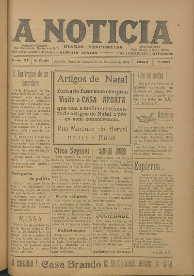 Capa de um dos jornais.