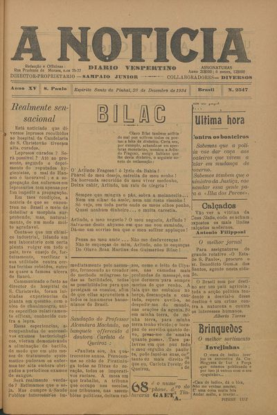 Capa de um dos jornais.