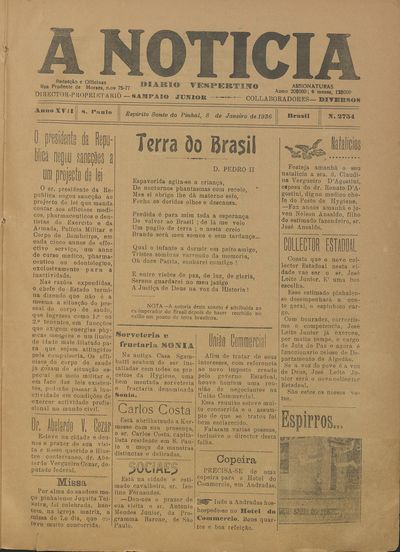 Capa de um dos jornais.