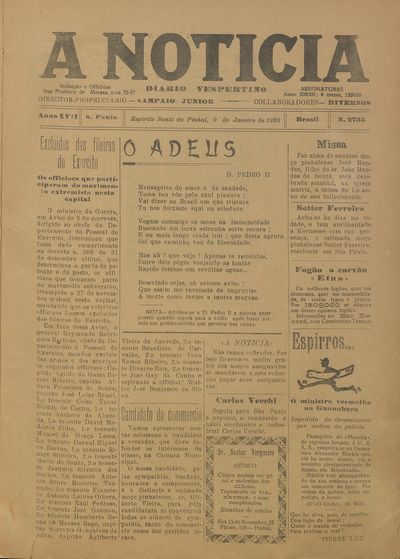 Capa de um dos jornais.
