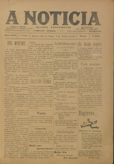 Capa de um dos jornais.