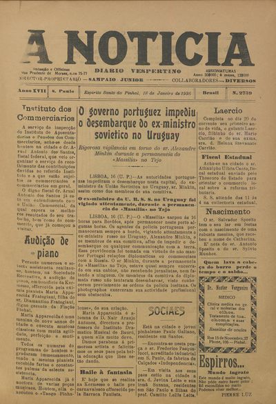 Capa de um dos jornais.