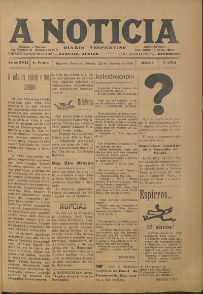 Capa de um dos jornais.