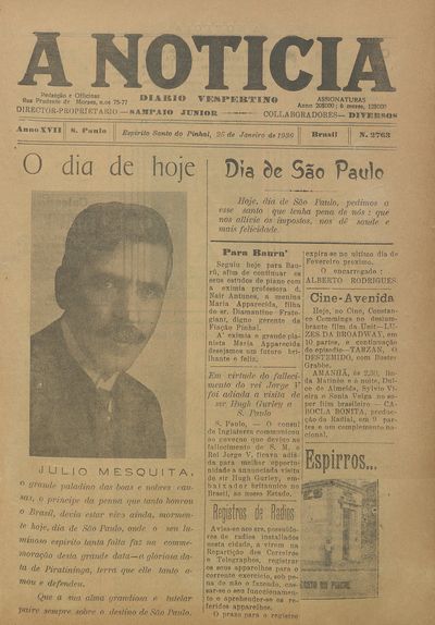 Capa de um dos jornais.