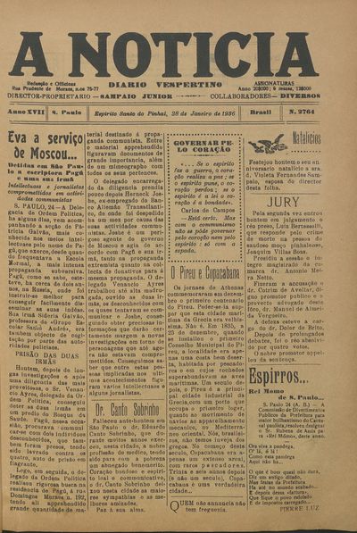 Capa de um dos jornais.