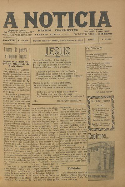 Capa de um dos jornais.