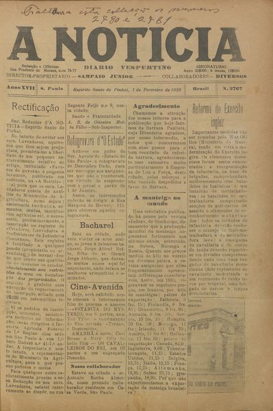 Capa de um dos jornais.