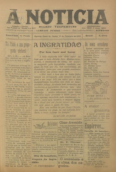 Capa de um dos jornais.