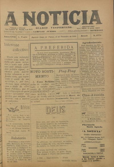 Capa de um dos jornais.
