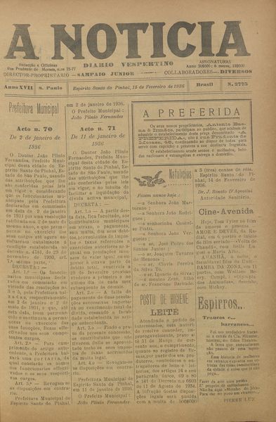 Capa de um dos jornais.