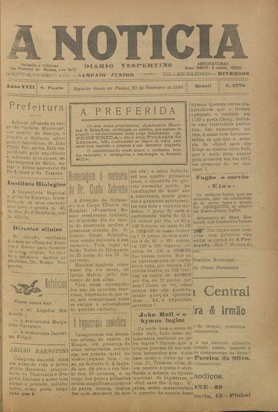 Capa de um dos jornais.