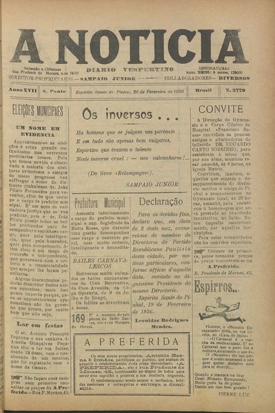 Capa de um dos jornais.