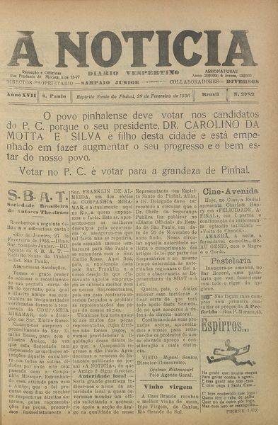 Capa de um dos jornais.
