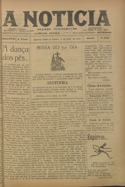 Capa de um dos jornais.