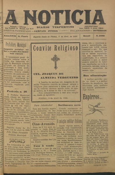 Capa de um dos jornais.