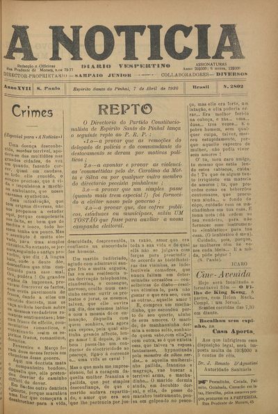 Capa de um dos jornais.