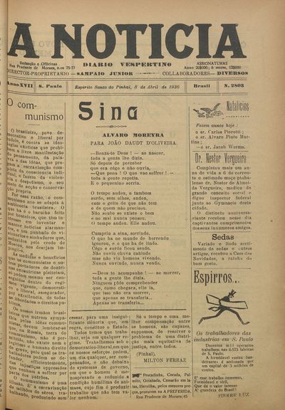 Capa de um dos jornais.