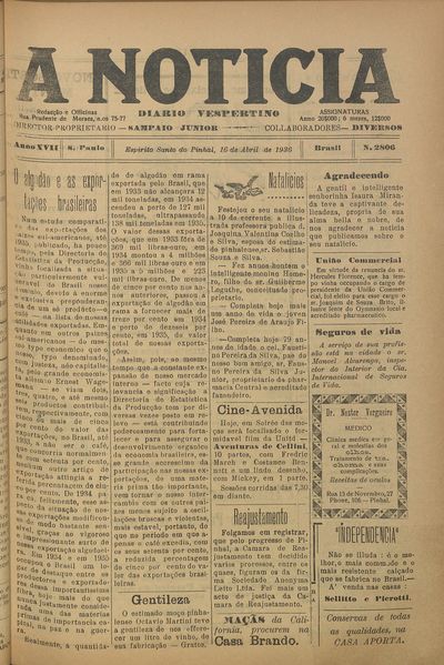 Capa de um dos jornais.