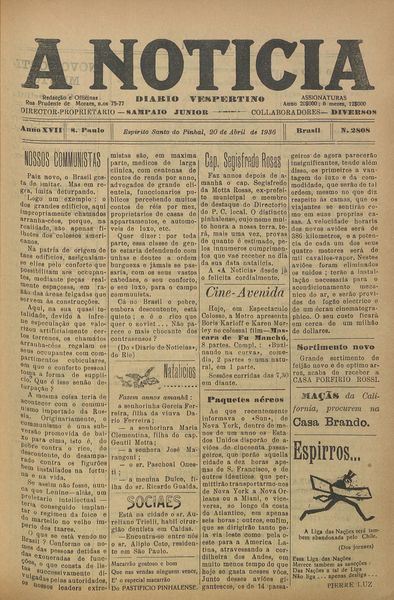 Capa de um dos jornais.