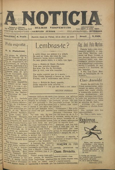 Capa de um dos jornais.