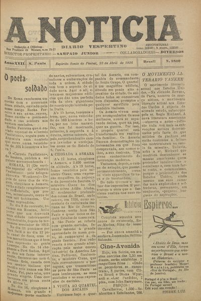 Capa de um dos jornais.