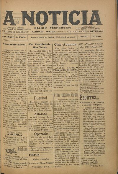 Capa de um dos jornais.