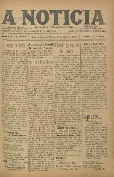 Capa de um dos jornais.