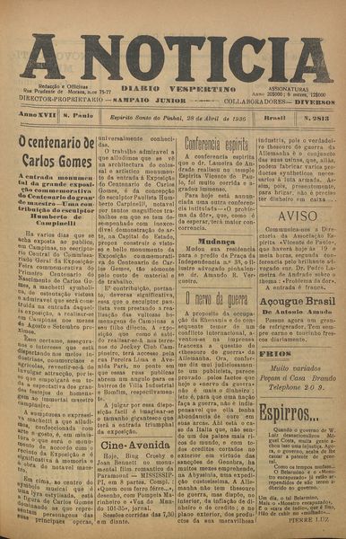 Capa de um dos jornais.