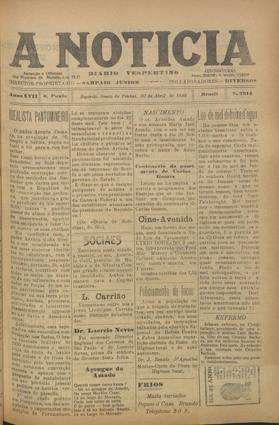 Capa de um dos jornais.