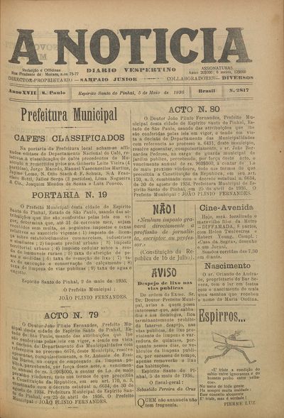 Capa de um dos jornais.
