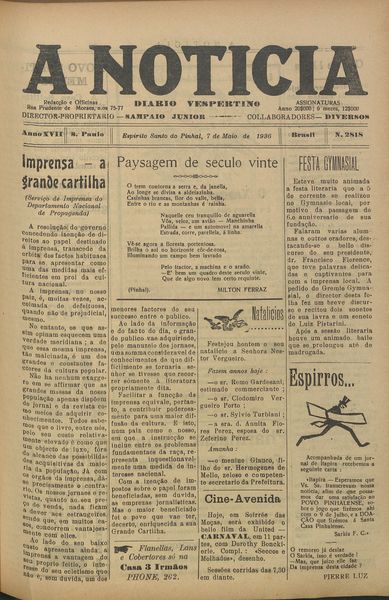 Capa de um dos jornais.