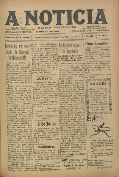 Capa de um dos jornais.