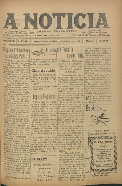 Capa de um dos jornais.