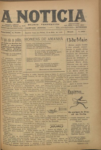 Capa de um dos jornais.