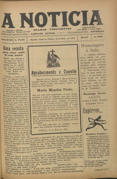 Capa de um dos jornais.